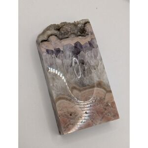 Natural Amethyst Geode Slice Polished Agate Crystal Cluster Made in Brazil